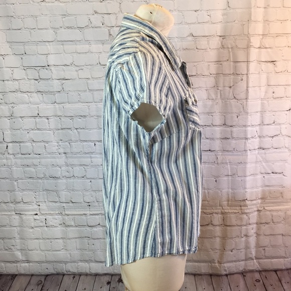 Ruff Hewn Blue Button Down Top Shirt Cap Sleeve XL - Picture 2 of 6